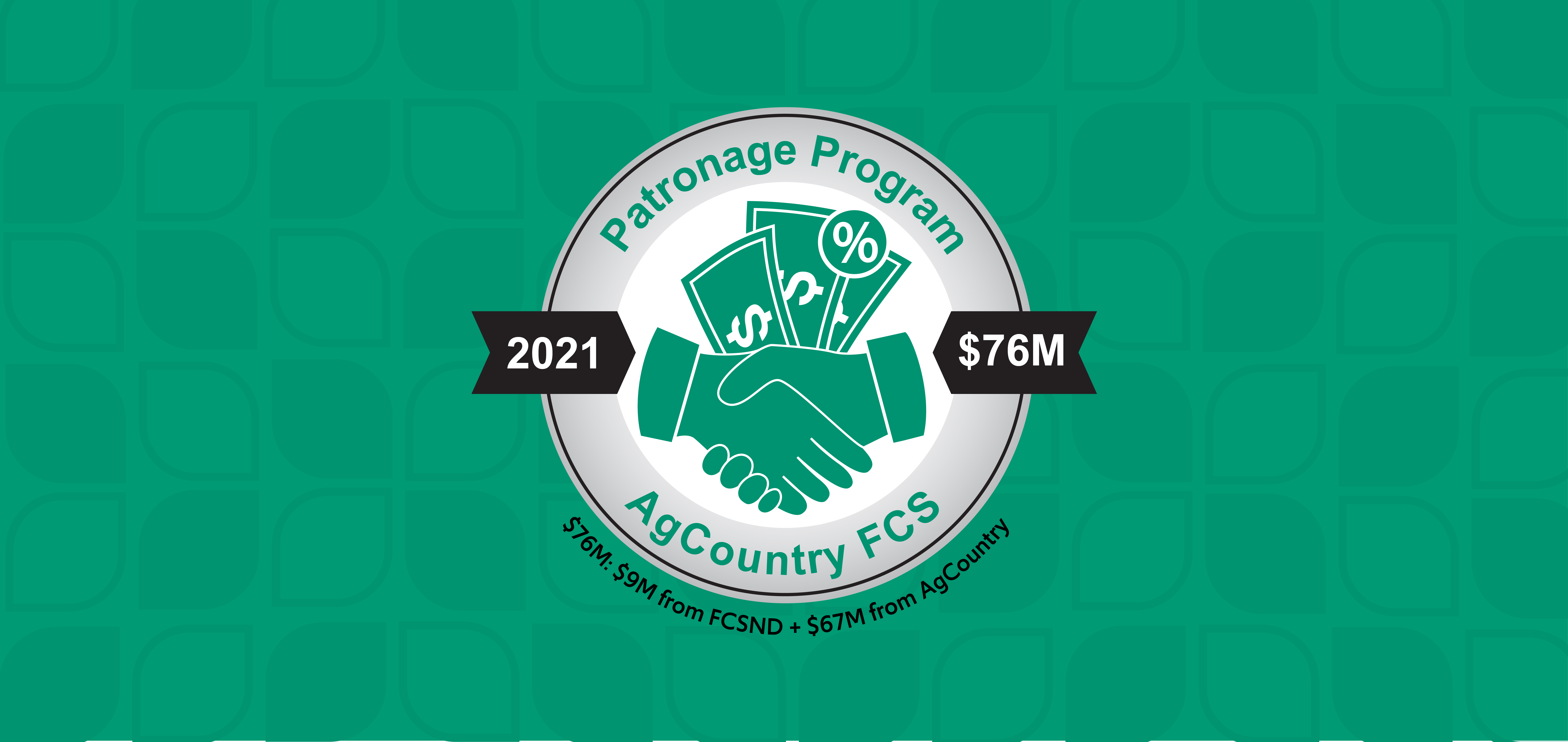 AgCountry's patronage logo announcing a $76 million dividend 